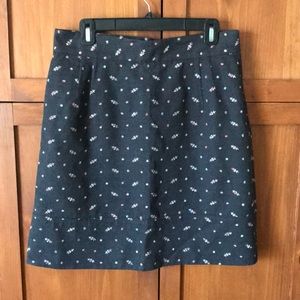 Anthropologie Women's lined embroidered skirt